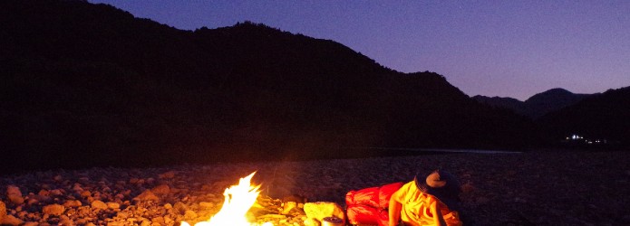 河原でカウボーイ流ソロキャンプ