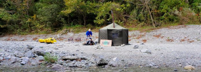 本場フィンランド並みの熱→冷→熱を仁淀川水系で！　冬の川辺でパックラフト＆サウナ